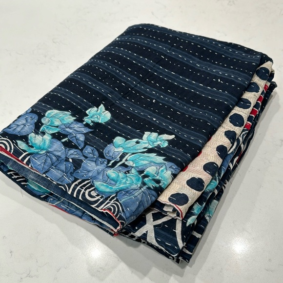 Kantha Quilted Throw. 90”x 51” - Picture 2 of 10